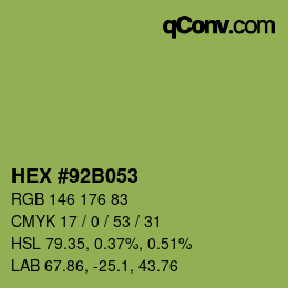 カラーコード: HEX #92B053 | qconv.com