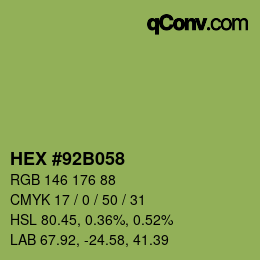 Color code: HEX #92B058 | qconv.com