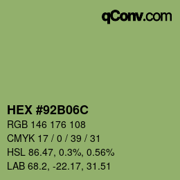Color code: HEX #92B06C | qconv.com