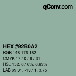 Código de color: HEX #92B0A2 | qconv.com