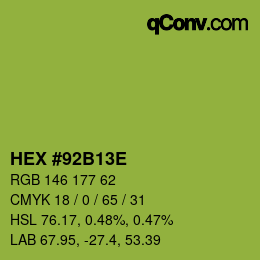 Color code: HEX #92B13E | qconv.com