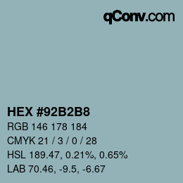 カラーコード: HEX #92B2B8 | qconv.com