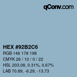 Farbcode: HEX #92B2C6 | qconv.com