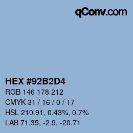 Color code: HEX #92B2D4 | qconv.com