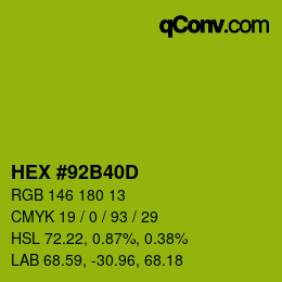 Color code: HEX #92B40D | qconv.com