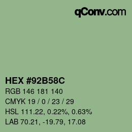 Farbcode: HEX #92B58C | qconv.com