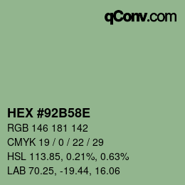 Color code: HEX #92B58E | qconv.com