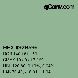 Farbcode: HEX #92B596 | qconv.com