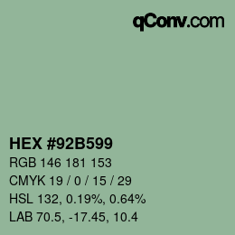 Farbcode: HEX #92B599 | qconv.com