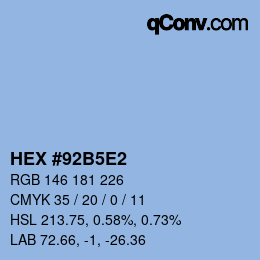 Código de color: HEX #92B5E2 | qconv.com