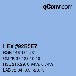 Color code: HEX #92B5E7 | qconv.com