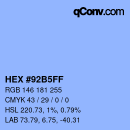 Color code: HEX #92B5FF | qconv.com