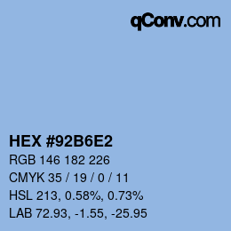 颜色代码: HEX #92B6E2 | qconv.com
