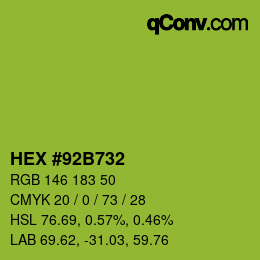Color code: HEX #92B732 | qconv.com
