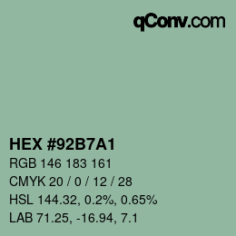カラーコード: HEX #92B7A1 | qconv.com