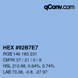 Color code: HEX #92B7E7 | qconv.com