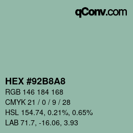 Color code: HEX #92B8A8 | qconv.com