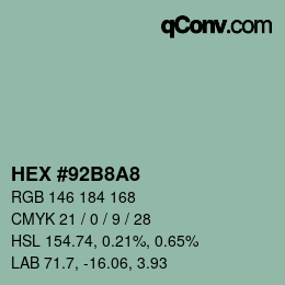 Color code: HEX #92B8A8 | qconv.com