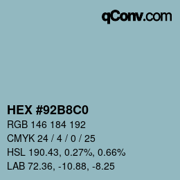 Color code: HEX #92B8C0 | qconv.com