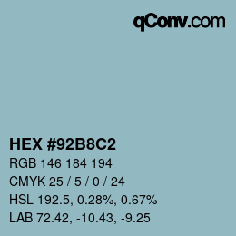 Color code: HEX #92B8C2 | qconv.com
