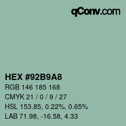 カラーコード: HEX #92B9A8 | qconv.com