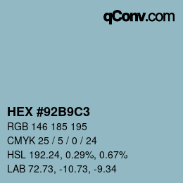 Color code: HEX #92B9C3 | qconv.com