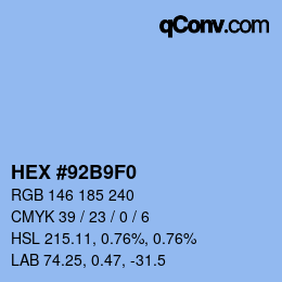 カラーコード: HEX #92B9F0 | qconv.com