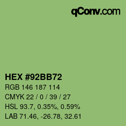 Código de color: HEX #92BB72 | qconv.com