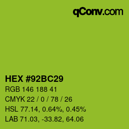 颜色代码: HEX #92BC29 | qconv.com