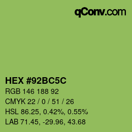 Color code: HEX #92BC5C | qconv.com