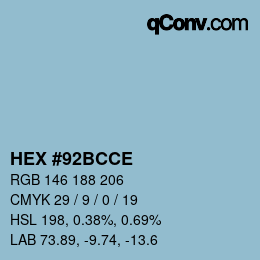 Color code: HEX #92BCCE | qconv.com