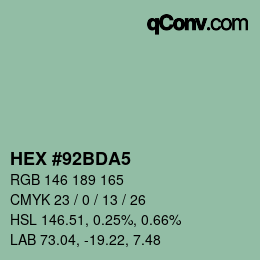 Color code: HEX #92BDA5 | qconv.com