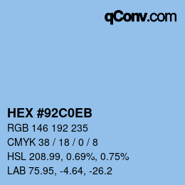 Color code: HEX #92C0EB | qconv.com