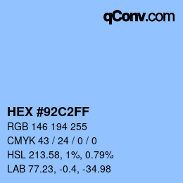 Color code: HEX #92C2FF | qconv.com