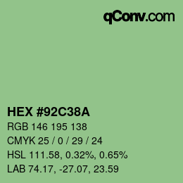 Color code: HEX #92C38A | qconv.com