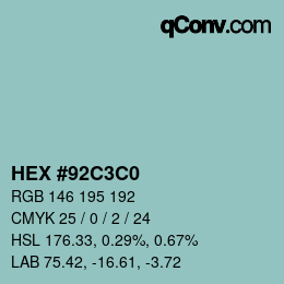 Color code: HEX #92C3C0 | qconv.com