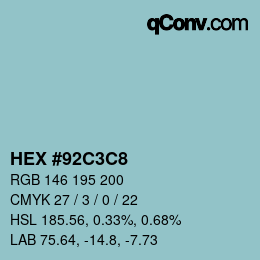 Color code: HEX #92C3C8 | qconv.com