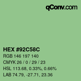 颜色代码: HEX #92C58C | qconv.com