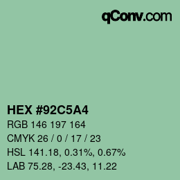 カラーコード: HEX #92C5A4 | qconv.com