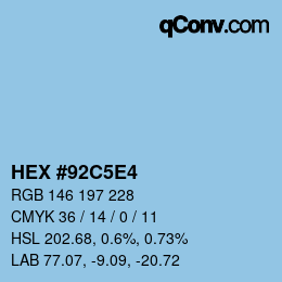 Code couleur: HEX #92C5E4 | qconv.com