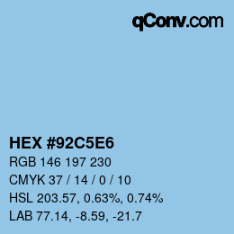 カラーコード: HEX #92C5E6 | qconv.com