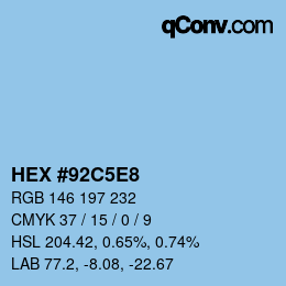カラーコード: HEX #92C5E8 | qconv.com
