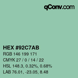 Color code: HEX #92C7AB | qconv.com