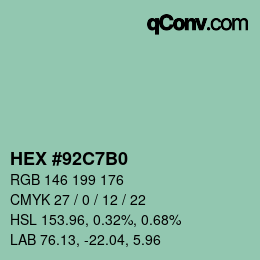 Color code: HEX #92C7B0 | qconv.com