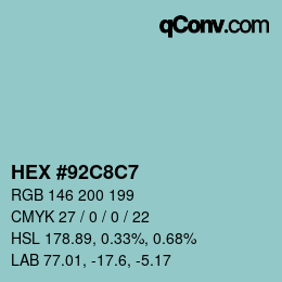 Color code: HEX #92C8C7 | qconv.com