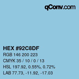 Color code: HEX #92C8DF | qconv.com