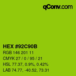 Color code: HEX #92C90B | qconv.com