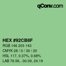 Color code: HEX #92CB8F | qconv.com