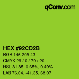 Color code: HEX #92CD2B | qconv.com