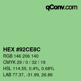Color code: HEX #92CE8C | qconv.com